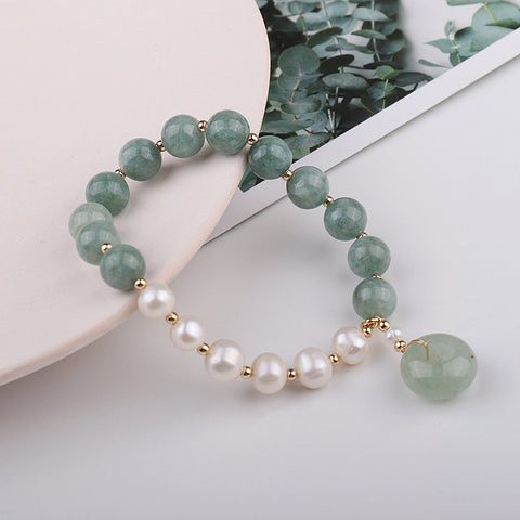 Gorgeous Half Jade Half Pearl Bracelet