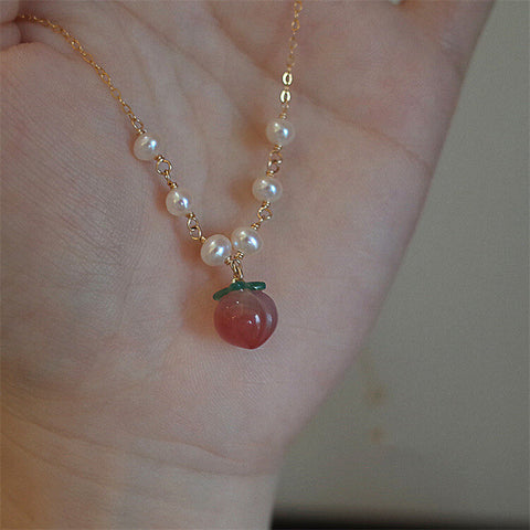 Cute Peach Pretty Elegant Necklace