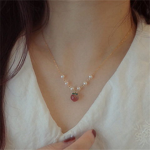 Cute Peach Pretty Elegant Necklace