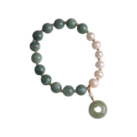 Gorgeous Half Jade Half Pearl Bracelet