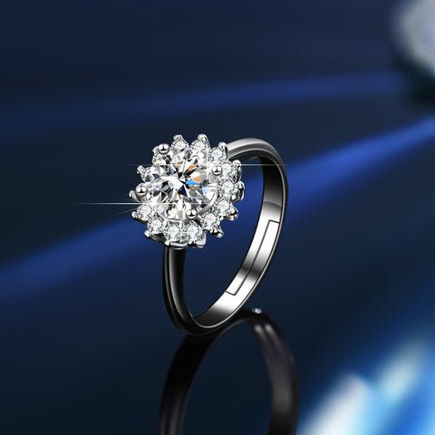 Gorgeous Adjustable 18K Moissanite Ring (Sunflower Style3)