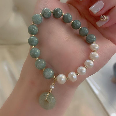 Gorgeous Half Jade Half Pearl Bracelet