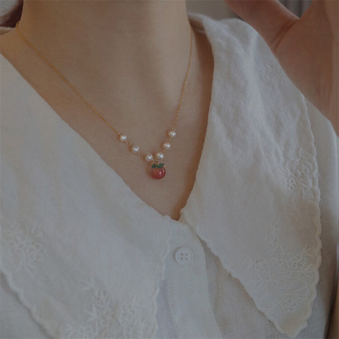 Cute Peach Pretty Elegant Necklace