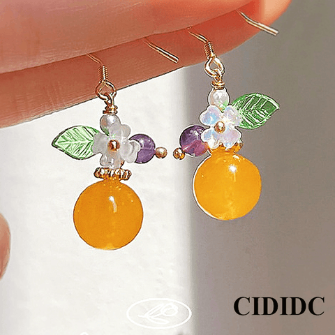Orange Pearl Earrings