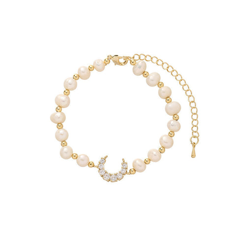 Cute Pretty Pearl Bracelet with Moon