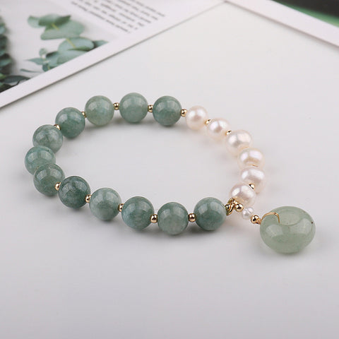 Gorgeous Half Jade Half Pearl Bracelet