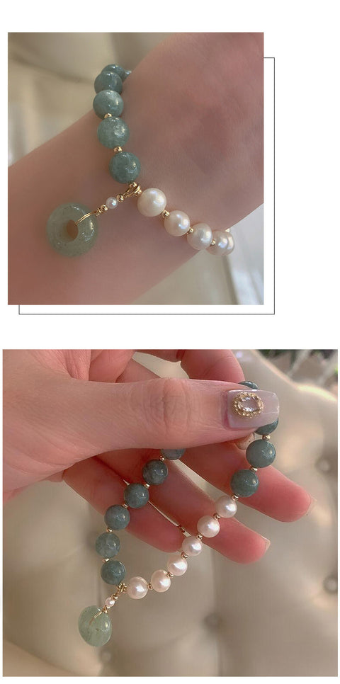Gorgeous Half Jade Half Pearl Bracelet