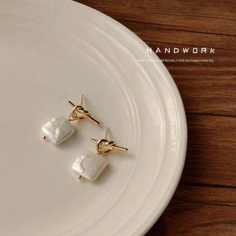 White Baroque Earrings