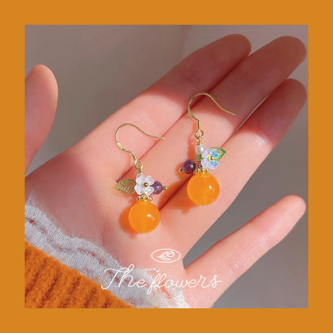 Orange Pearl Earrings