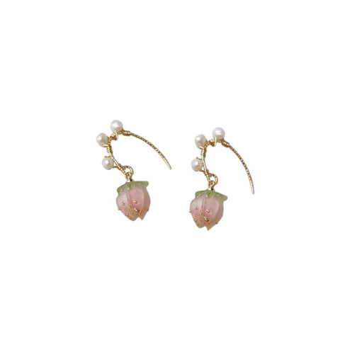 Peach Blossom Pearl Elegant Earrings