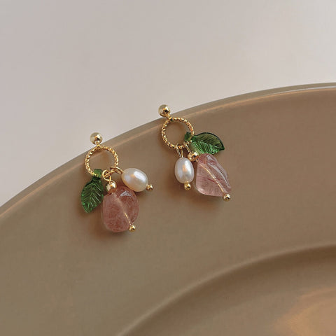 Pink Cute Pearl Earrings